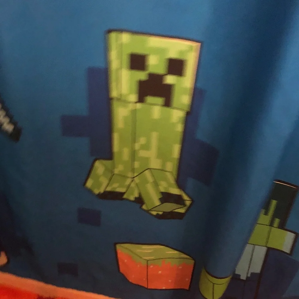 Minecraft Kids Costume Shower Curtain - Blue with TNT & Creeper